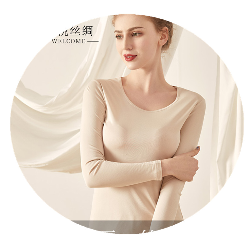 Amazon mulberry silk basic underwear long sleeve slim women underwear