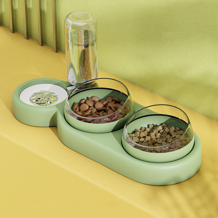 Three Bowl Neck Protector Pet Feeder Automatic Water Dispenser Drinking Cat Bowl Sets For Cats