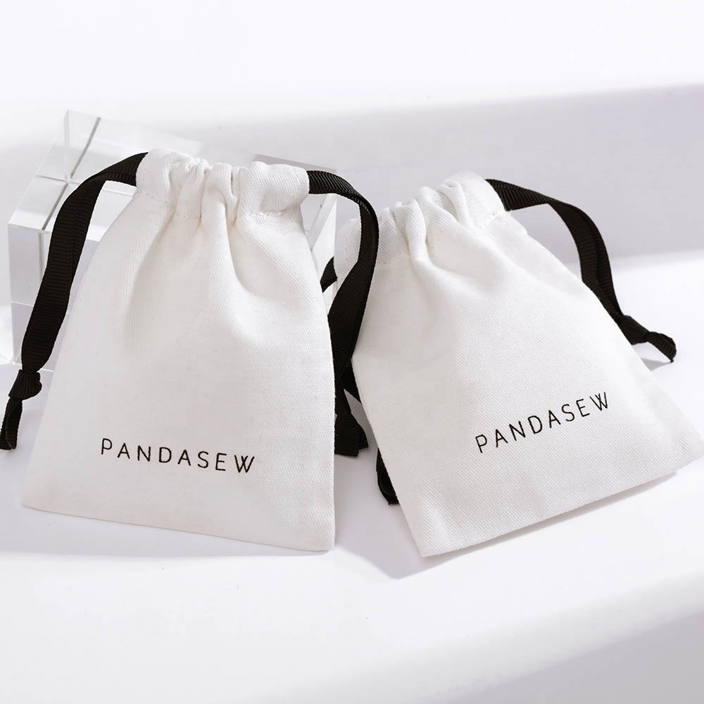 PandaSew 3x4 дюйма, оптовая продажа, белая хлопчатобумажная Холщовая Сумка, Подарочные ювелирные изделия, сумки на шнурке