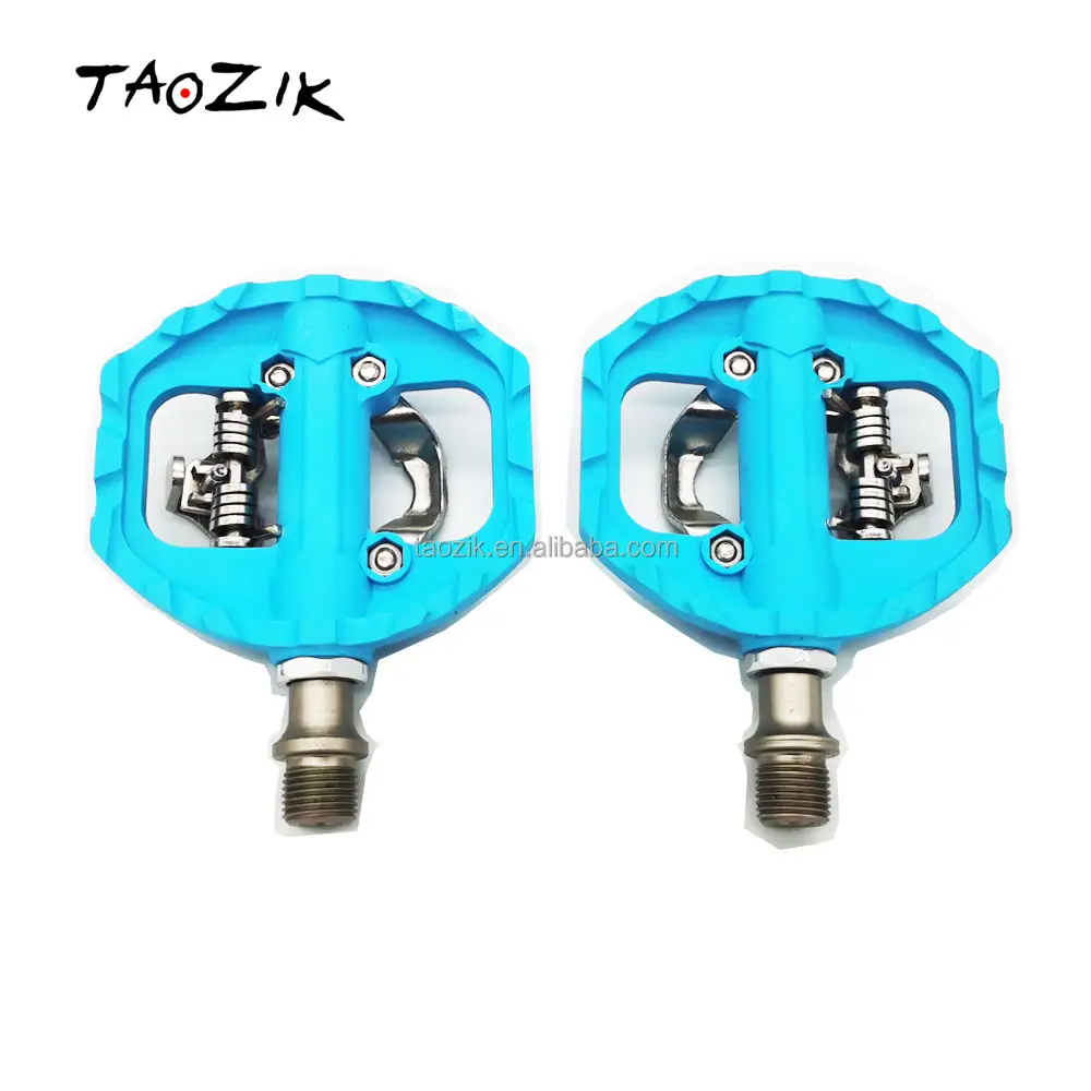 Taozik Tm108 lock Spd Flat Multi Terrain nylon fiber Self-locking Cro Steel Axis Shaft Mountain Road Bike Pedals