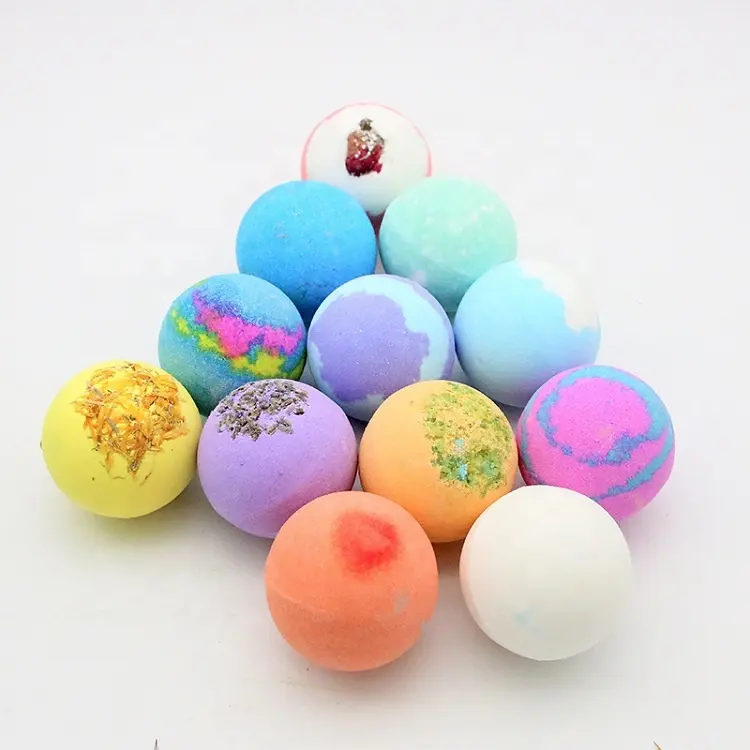 Private Label OEM Ylang Ylang and Jasmine Smell Rich Bubble Colorful Hemp Fizzy Rainbow Bath Bombs Set