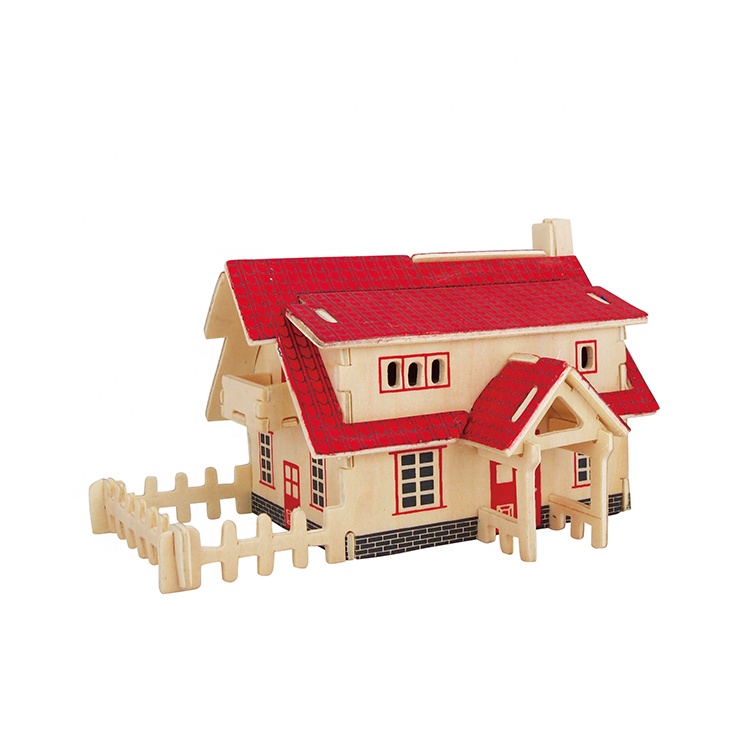 Educational Assembly Wood Crafts House Model Toddler Jigsaw Game Other Puzzles Toys 3D DIY Wooden Puzzle