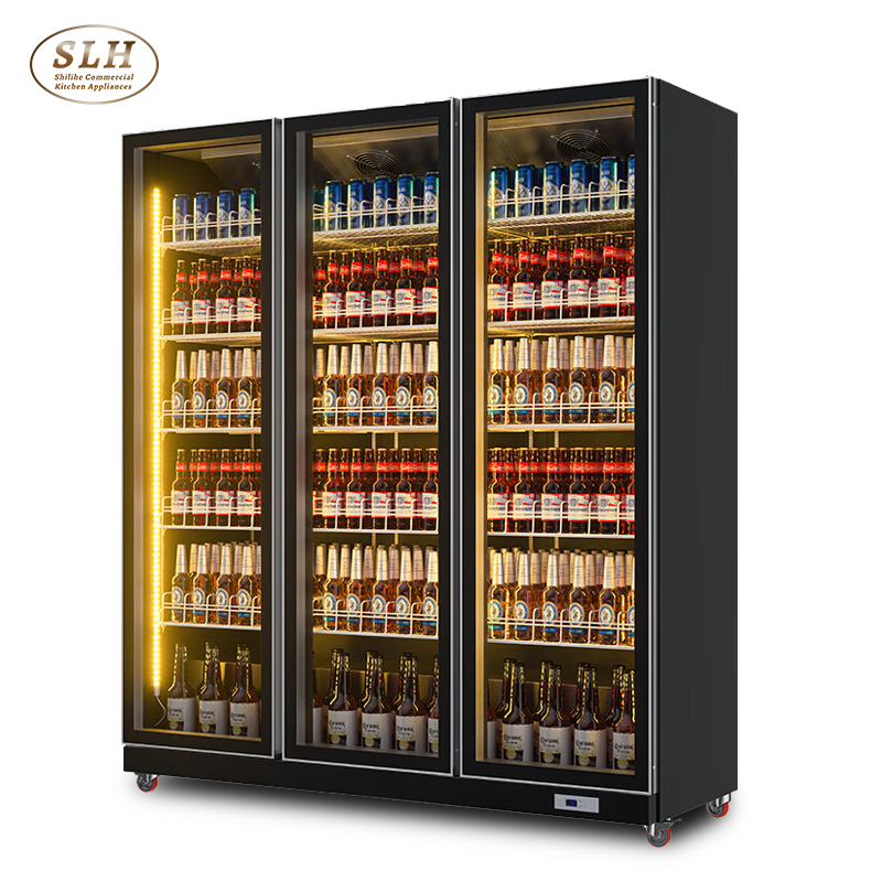 Convenience Store Fridge Glass Doors Display Open Type Refrigerator Beer Beverage Cabinet