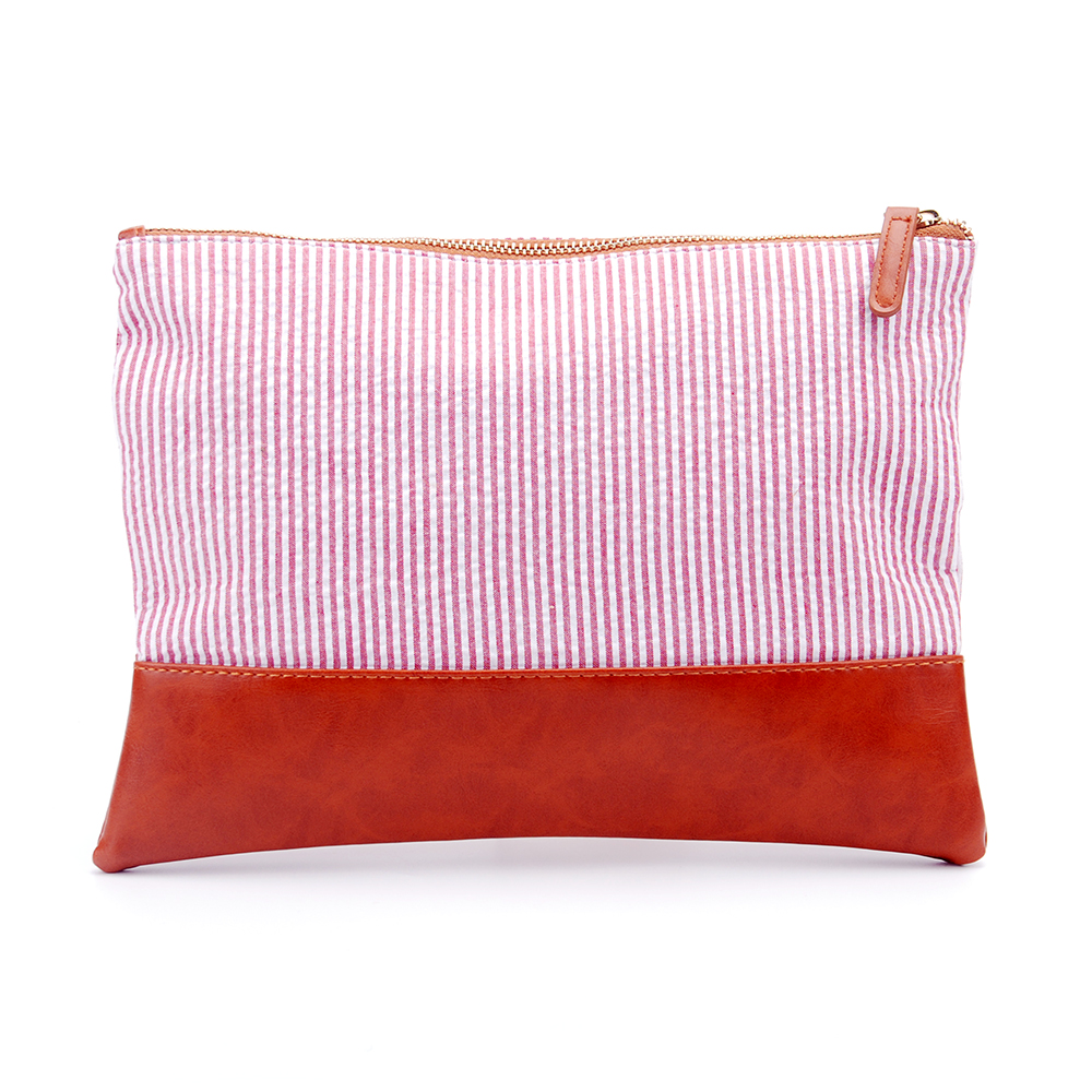 Розовые Заготовки оптом Monogram PU Seersucker косметичка сумки Seersucker дорожные ПУ косметички DMA8284