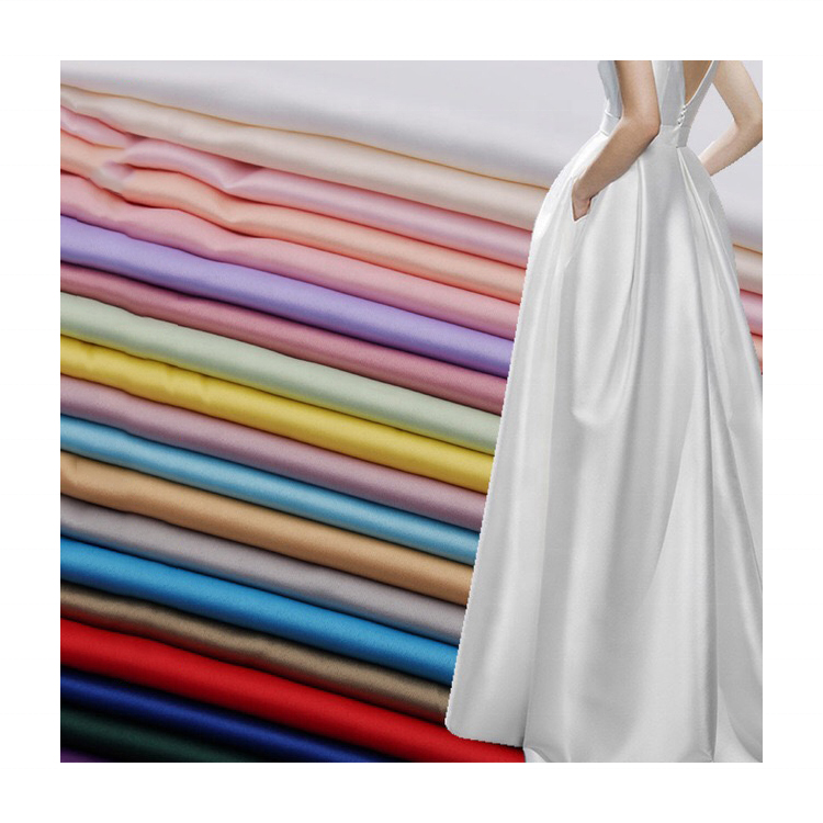 Factory price cheap 100% polyester satin fabric poly matte satin shiny satin fabric for dress garment