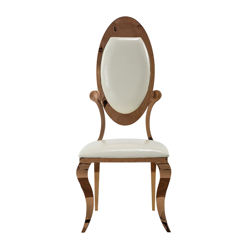 Modern Oval Back Rose Gold Stackable Metal Royal Hotel Hall Wedding Party Dinning Chairs