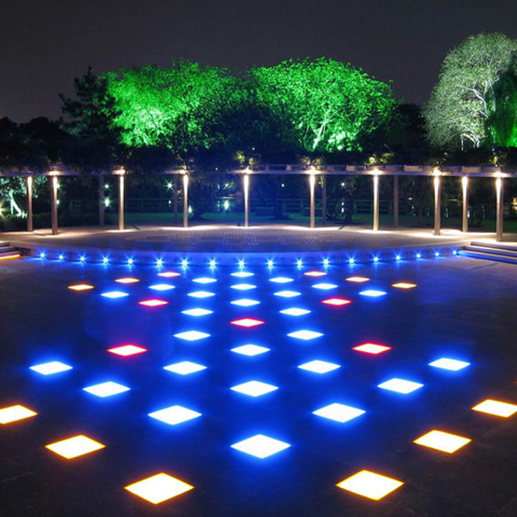 Paver light Round square IP67 12W RGB RGBW illuminated stairs up luminous stone Landscape Lamps outdoor LED Brick Lights
