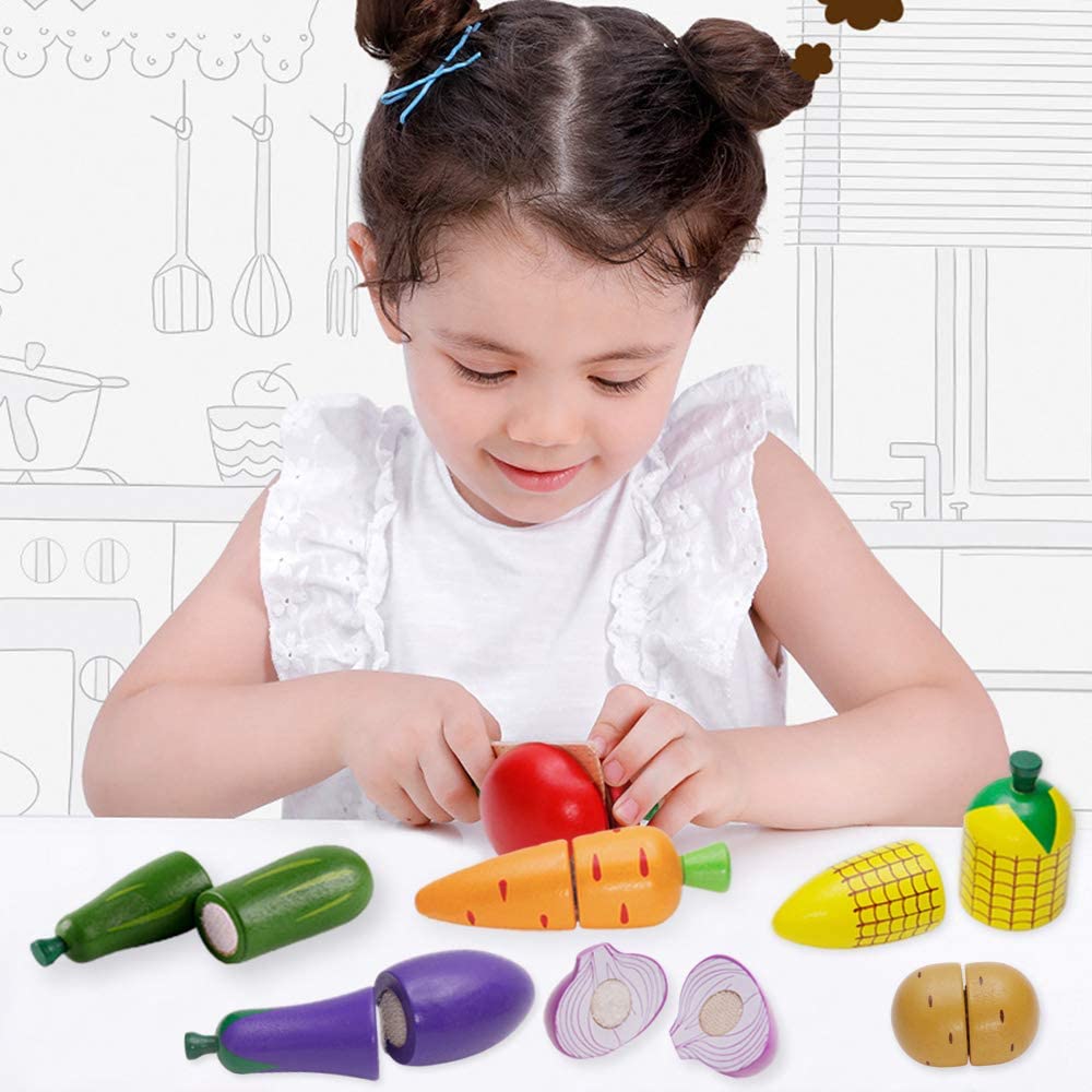 Деревянный игровой домик, кухонные игрушки, детские игрушки для малышей, ролевые магнитные фрукты, овощи, обучающая игрушка, подарок для мальчиков и девочек