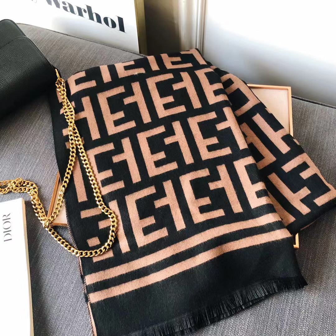 Fashion luxury brand FD casual fashion Double-sided cashmere scarf simple letter warm shawl