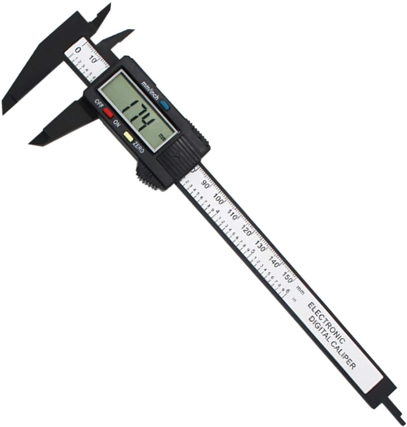 Цифровой штангенциркуль 0-6 "(0-150 мм) штангенциркуль измерительный инструмент Пластиковый штангенциркуль с большим ЖК-экраном дюйма/мм конверсия автоотключение