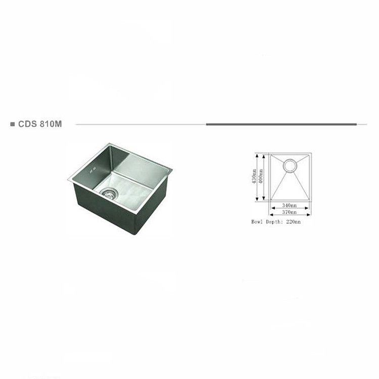 Commercial Rectangle Handmade Sinks Single Bowl For Kitchen Sink Cabinets 304 Stainless Steel