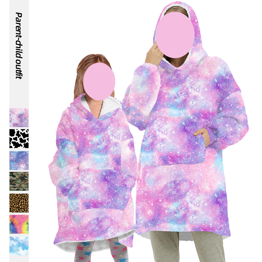 Star digital printing family look children sweater thickened mink matching family clothes
