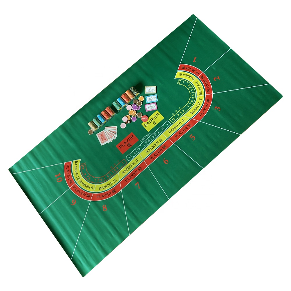New design Rectangle 1.8m Poker mat Rubber foam Cloth 2mm Thickness for Gambling Game
