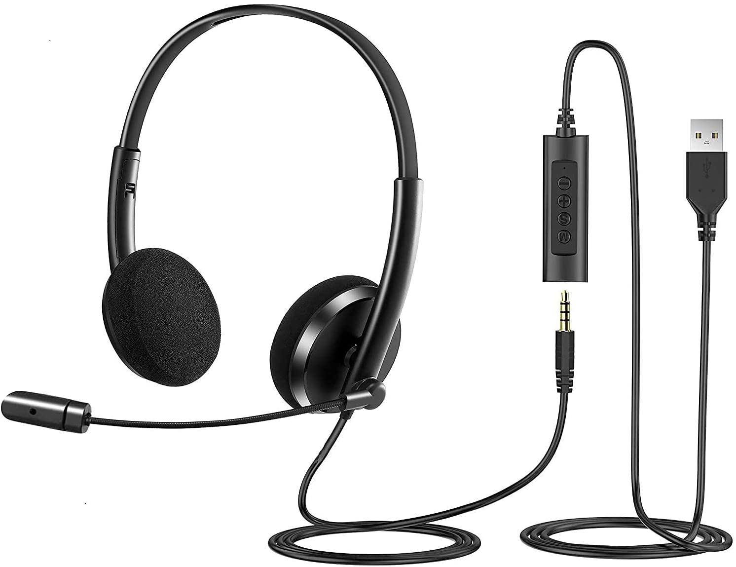 Hotsell 2 In 1 USB 3.5mm Office Computer/Mobile Phone Call Center Headset Headphone With Noise Cancelling Microphone