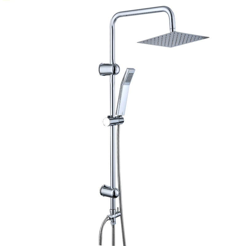 Chrome Plated Stainless Steel Wall Mount Faucets Taps Bathroom rainfall shower set