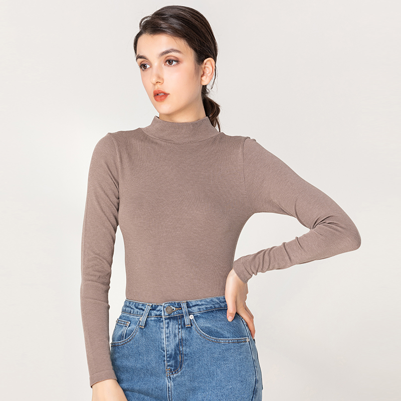 2021 cheap classic colorful mid-collar round neck women warm thermal underwear top women sleepwear