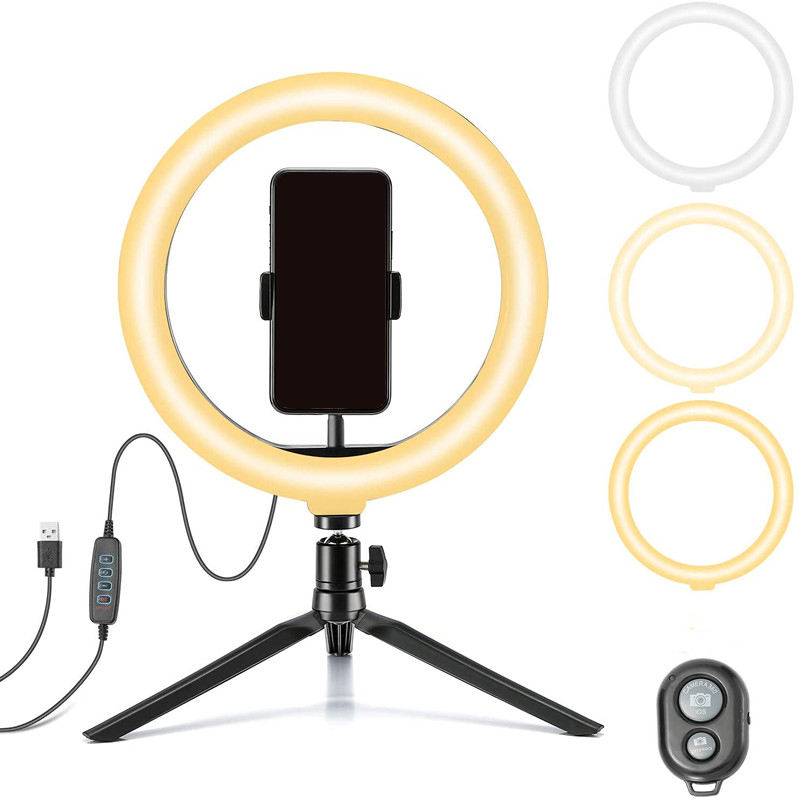 Хит продаж 10 дюймов стол красоты Selfie Ring Light Tiktok 10 "светодиодная кольцевая лампа с штатив-Трипод стойка держатель сотового телефона