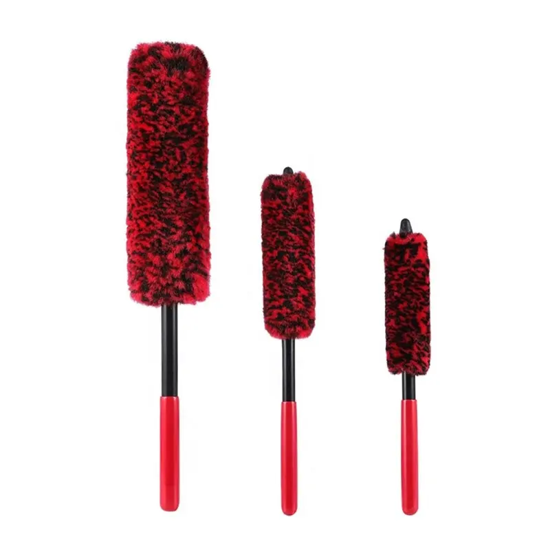 Multi-use 3PCS Car Wheel Cleaning Brush Set Soft Synthetic Wool Wheel Brushes Auto Detailing Rim Brushes for Clean Tires Rims