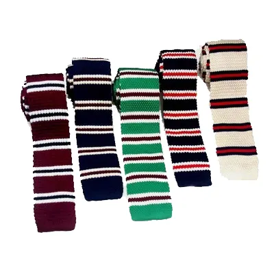 Polyester knitted tie formal wear business workplace casual flat head men's striped tie