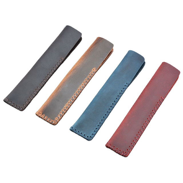 retro style pure handmade Hot sale gift pen case Crazy horse grain cowhide leather fountain pen pouch