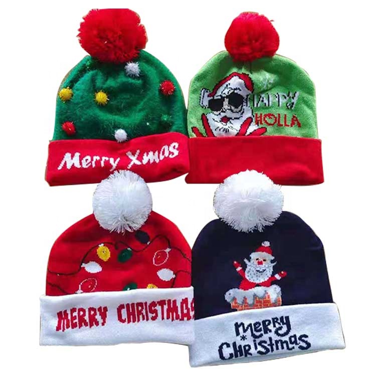 Custom 100% Acrylic santa beanie blank purple felt santa hats christmas hats for adults funny christmas