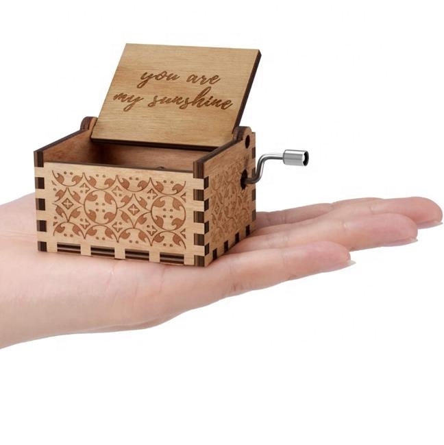 Factory Wholesale Cheap Laser Engraved Vintage Wooden Musical Box Gifts Wood Music Boxes for Birthday Christmas