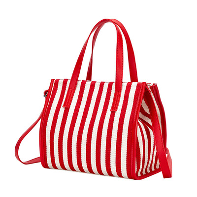 Wholesale striped design mummy bag for women canvas ladies handbag purses large capacity tote mommy bag