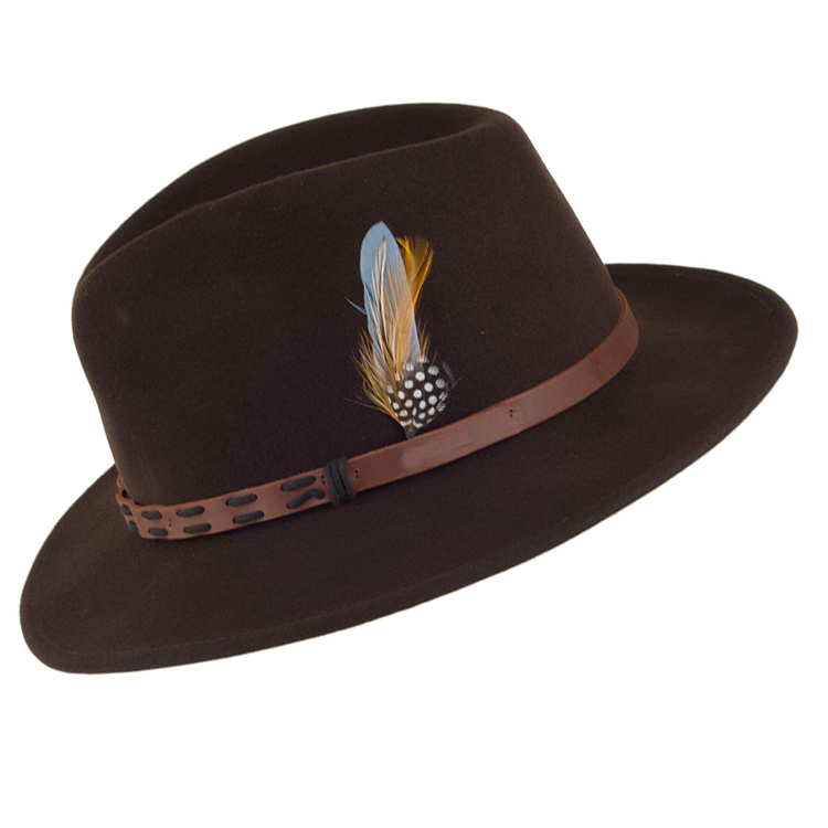 100% шерсть фетровая шляпа Safari Fedora Складная ковбойская шляпа с широкими полями