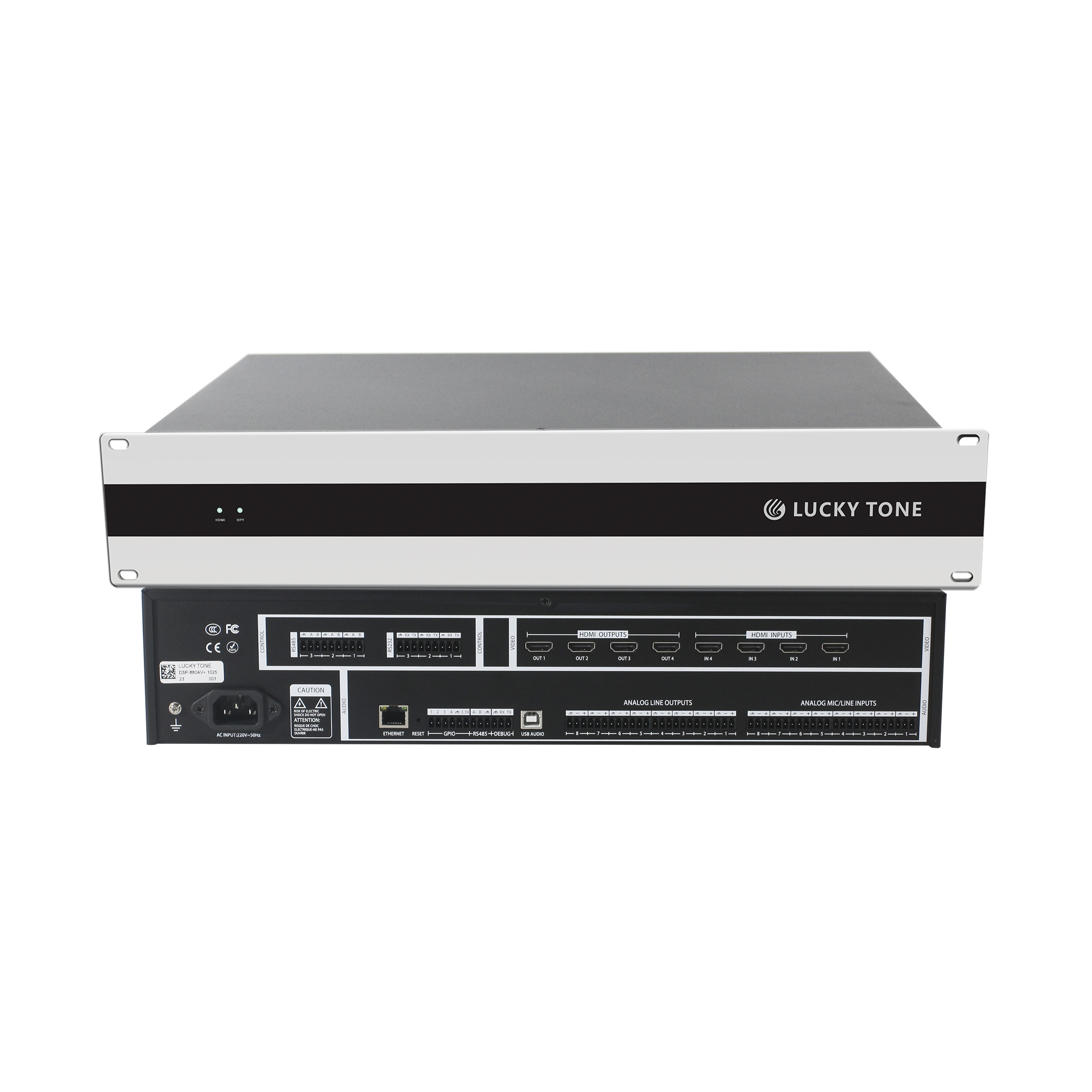 8 In 8 Out DSP Audio Video Processor with Built-in USB Sound Card for Video Conferencing