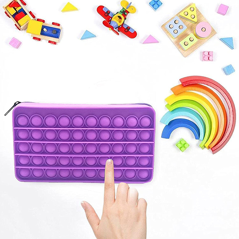 Popits Pencil Case Simples Sensory Silicone Bubble Stationery Storage Bag For Children Pops Its Rainbow