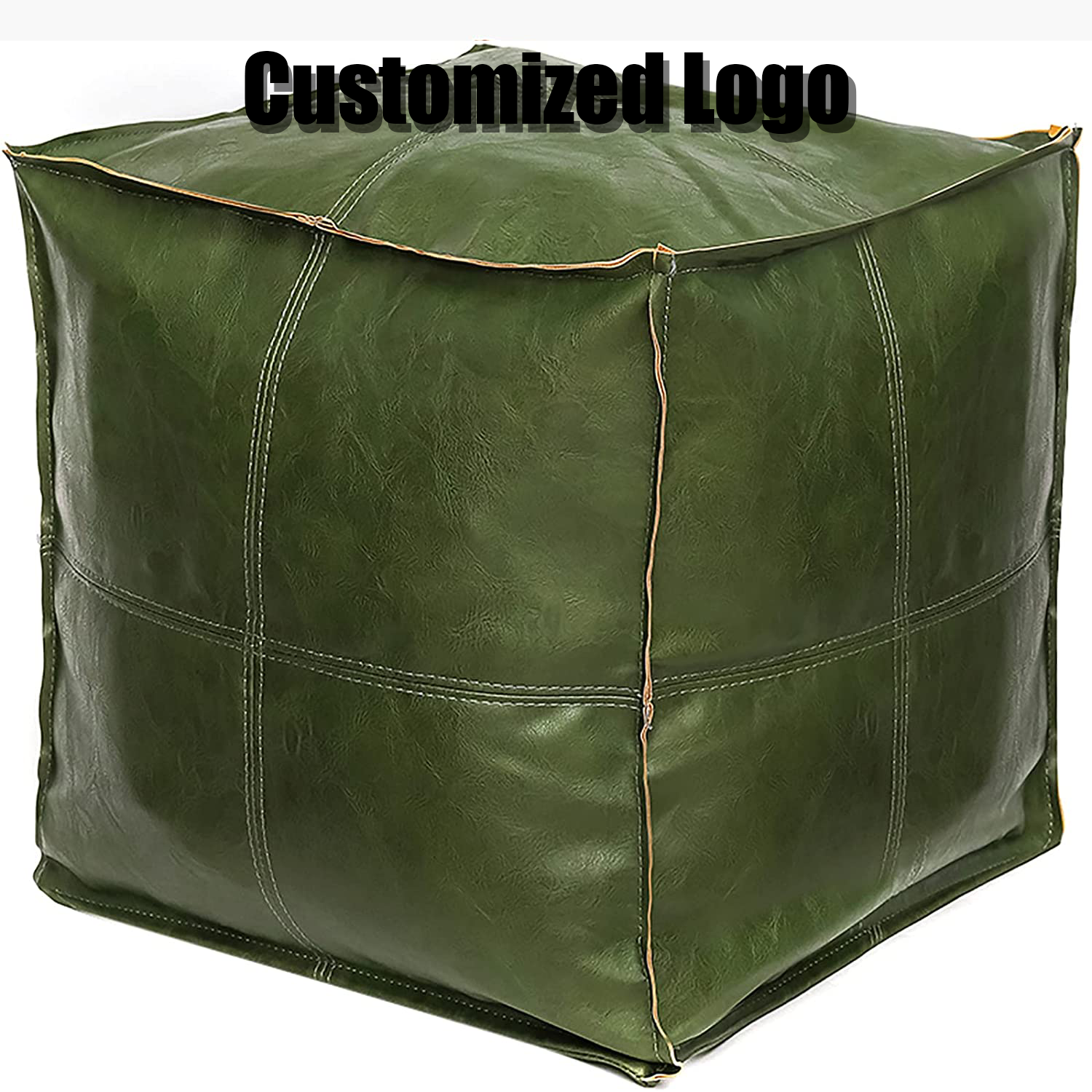 2021 OEM/ODM customised Logo Wholesale Square round folding fabric leather Ottoman footstool Pouf Cover