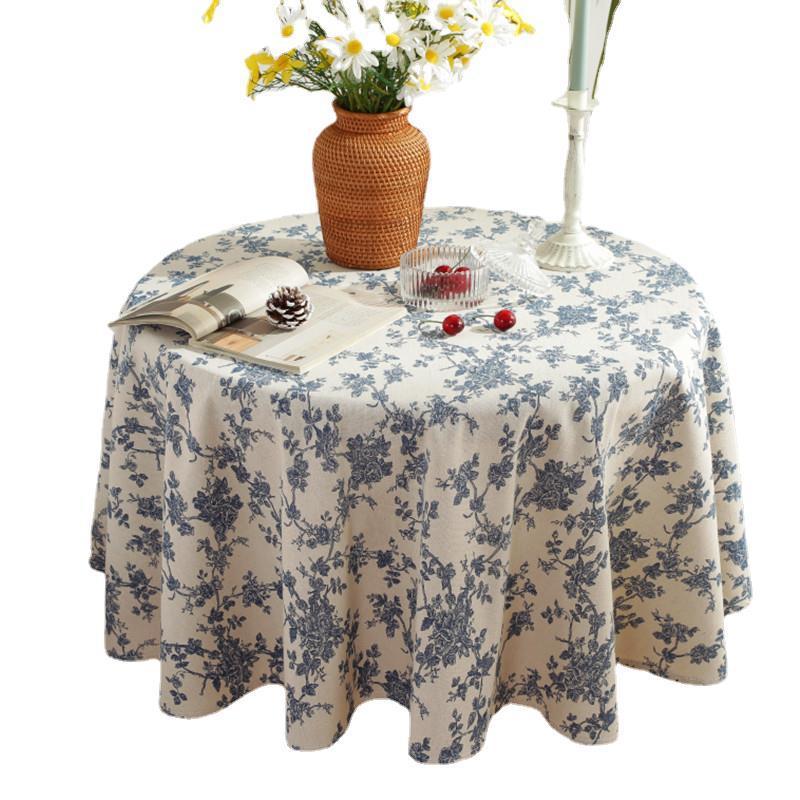 Wholesale Vintage Cotton Linen Floral Flower Printed Round Tablecloth Table Cover For Kitchen Wedding Party Home
