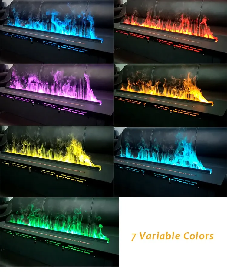 3D Water Vapor Fireplace 1500mm Electric Insert 7 LED Flame Colors Vapor Steam Water Fireplace 2000mm Electric
