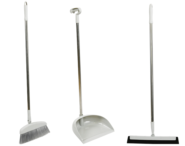 3PCS Custom Manufactures Broom And Squeegees Gray Broom And Dustpan Set