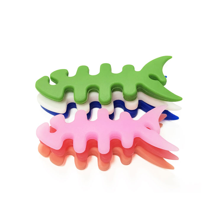 Fishbone Shaped Silicone Wire Cord Wrap Headset Earphones for Cell Phones, mp3 Players, iPod, iPhone or Tablets