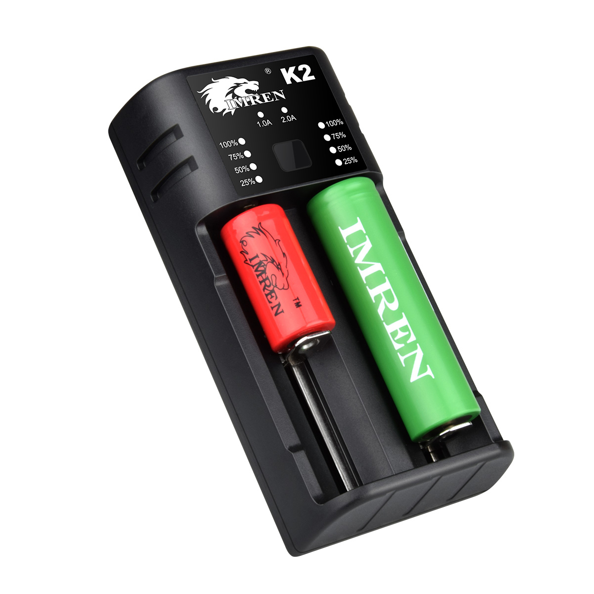 IMREN lithium rechargeable battery charger 2slots K2 5V/2A INPUT 18650 26650 21700 Fast chargers