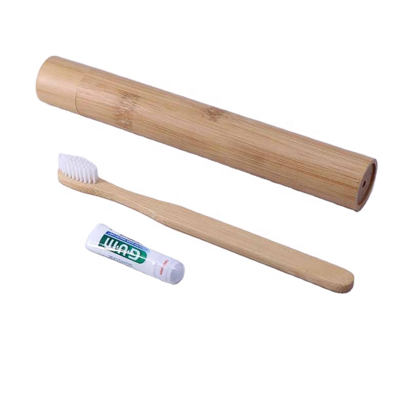 New Design Airport Travel Bamboo toothbrush and toothpaste set with bamboo tube