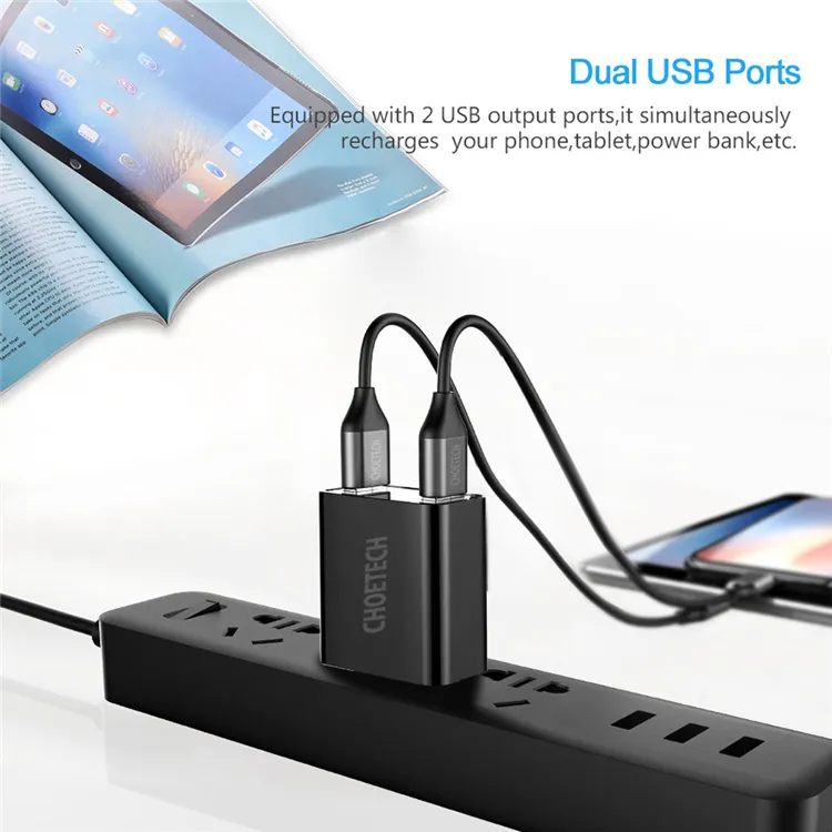 5v Charger CHOETECH Portable Dual USB Charger 5V 2.2A For IPhone X 8 7 Charger Fast Wall Charger For Samsung S8 Note 8 For Xiaomi Mi 8