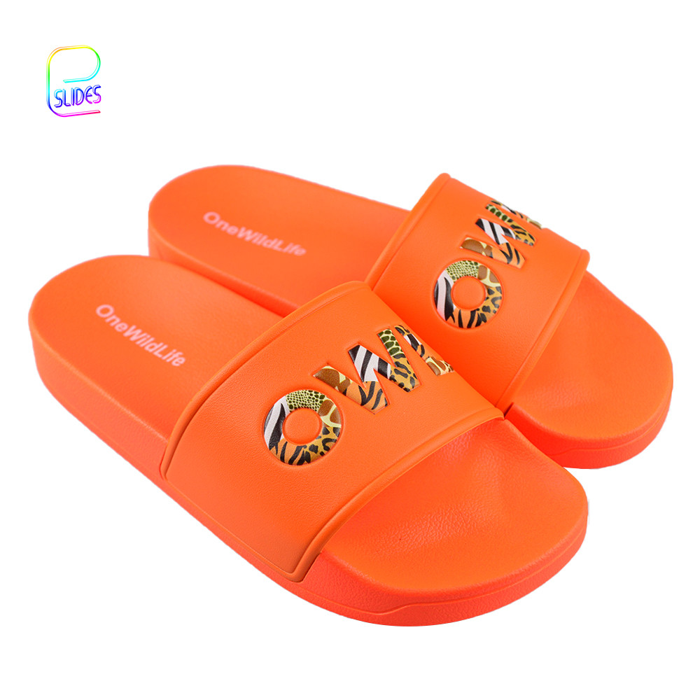 Wholesale Design Outdoor Rubber Slides Embossed Logo Kids Sandals Toddlers Custom PVC Boys Girls Children Slippers