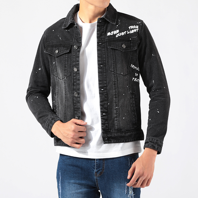 Wholesale custom logo high quality casual fashion coats plus size painted washed men's denim jackets