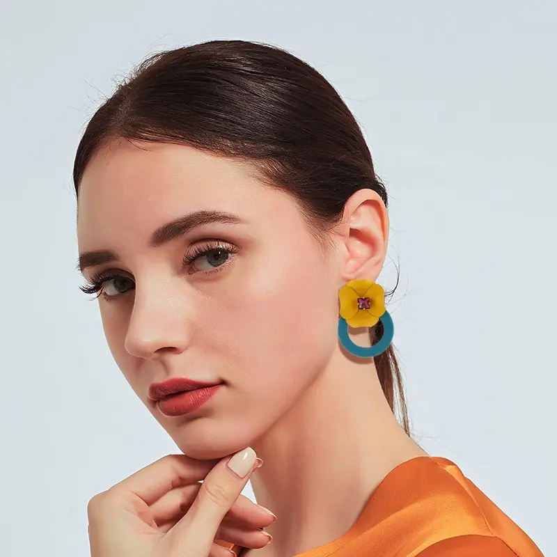 Pretty Design Yellow Sunflower Fancy Earrings For Girl Party