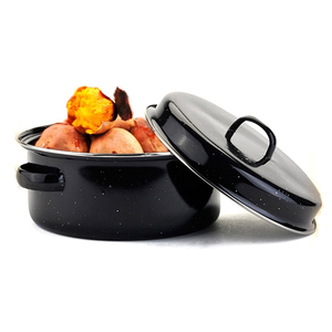 wholesale 9/10/11inch speckle Turkey Cast Iron Cookware Barbecue Roast meat Sweet Potato pan camping enamel bake pot with lid