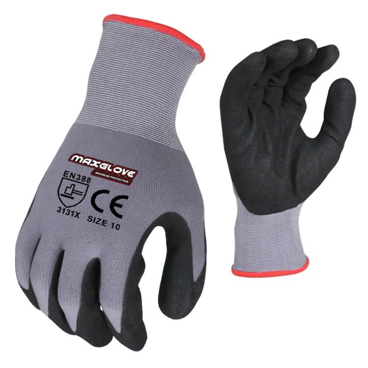 Защитные перчатки Maxglove, защитные перчатки высокого качества с нитриловым песчаным покрытием