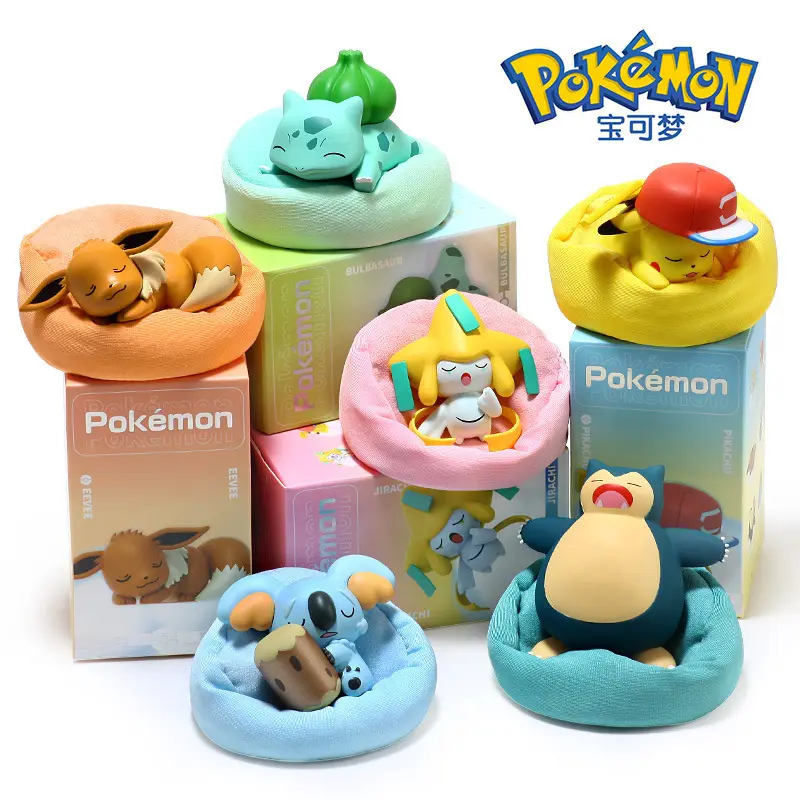 Amazon hot sale PVC pokemon anime figure sleeping Pikachu Snorlax Bulbasaur Action Figure toys blind box packaging