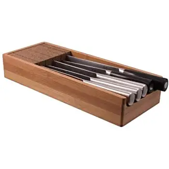 Wooden Knife Dock Block Kitchen Knife Storage Holder With Cork Composite Material Drawer Organizer