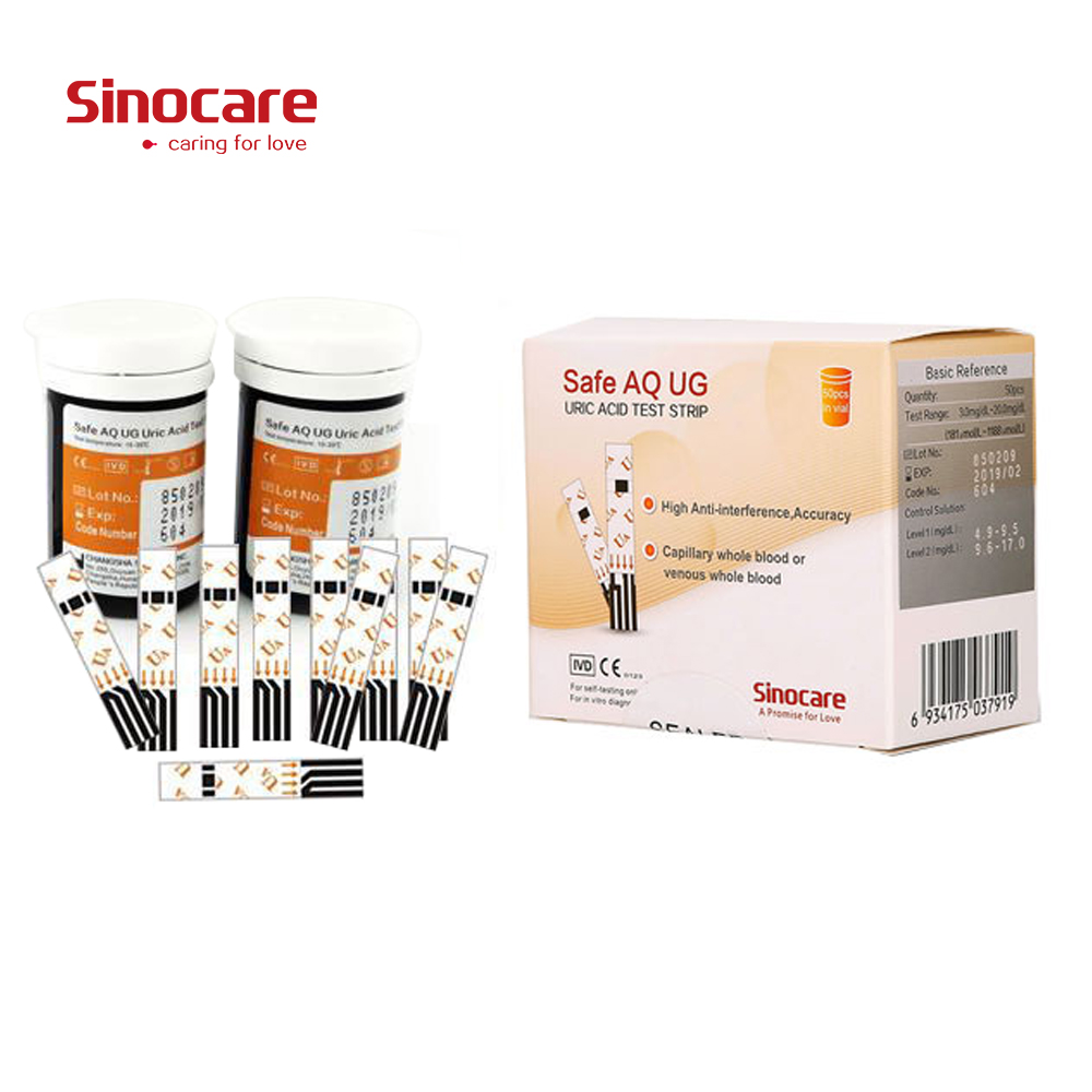 Sinocare 25 Pcs Low Pain Quick Check Blood Uric Acid Chek Test Strips For Sinocare Aafe AQ UG Uric Acid Meter