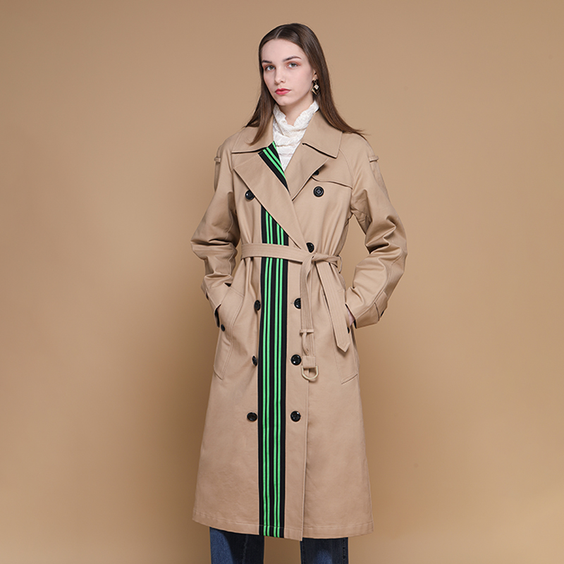 Huiquan good workmanship affordable streamlined shape woman trench coat lightweight woman trenchcoat