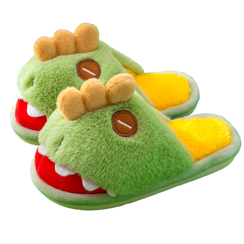 New children's autumn winter slippers Boys cartoon dinosaur slide with soft sole indoor warm slides