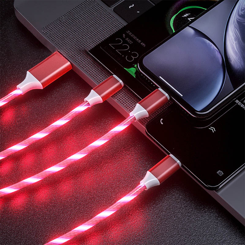Wholesale Fast Charging USB Cable Flowing Light Phone Accessories Cable USB Led Luminous Micro Lighting Data Cables