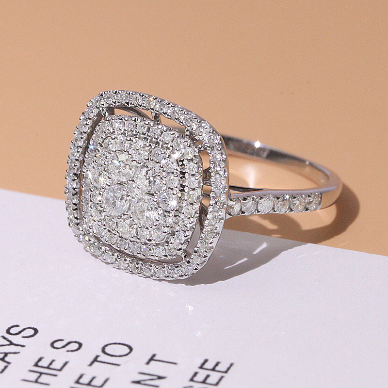 FFT fine 18K gold jewelry densely small diamond pave wedding band ring